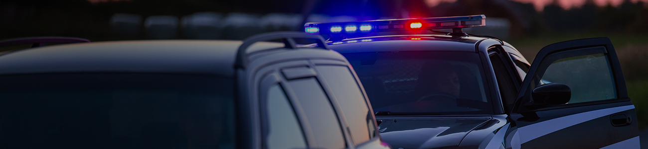 Highway Traffic Patrol Car Pulls over Vehicle on the Road